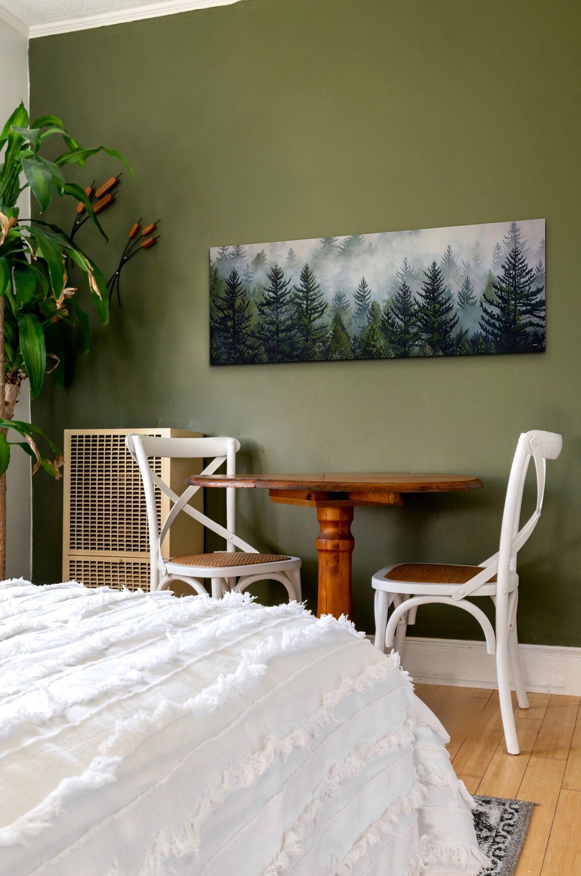 Misty Pine Forest Foggy Evergreen Trees Nature Panorama Wall Art - Image 6