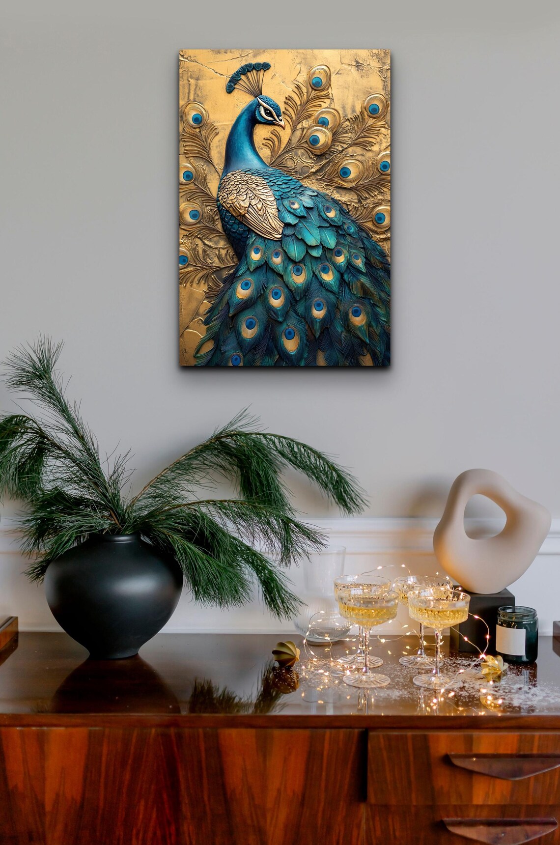 Victorian Peacock, Oil Paint Style Wall Art Print - Image 4