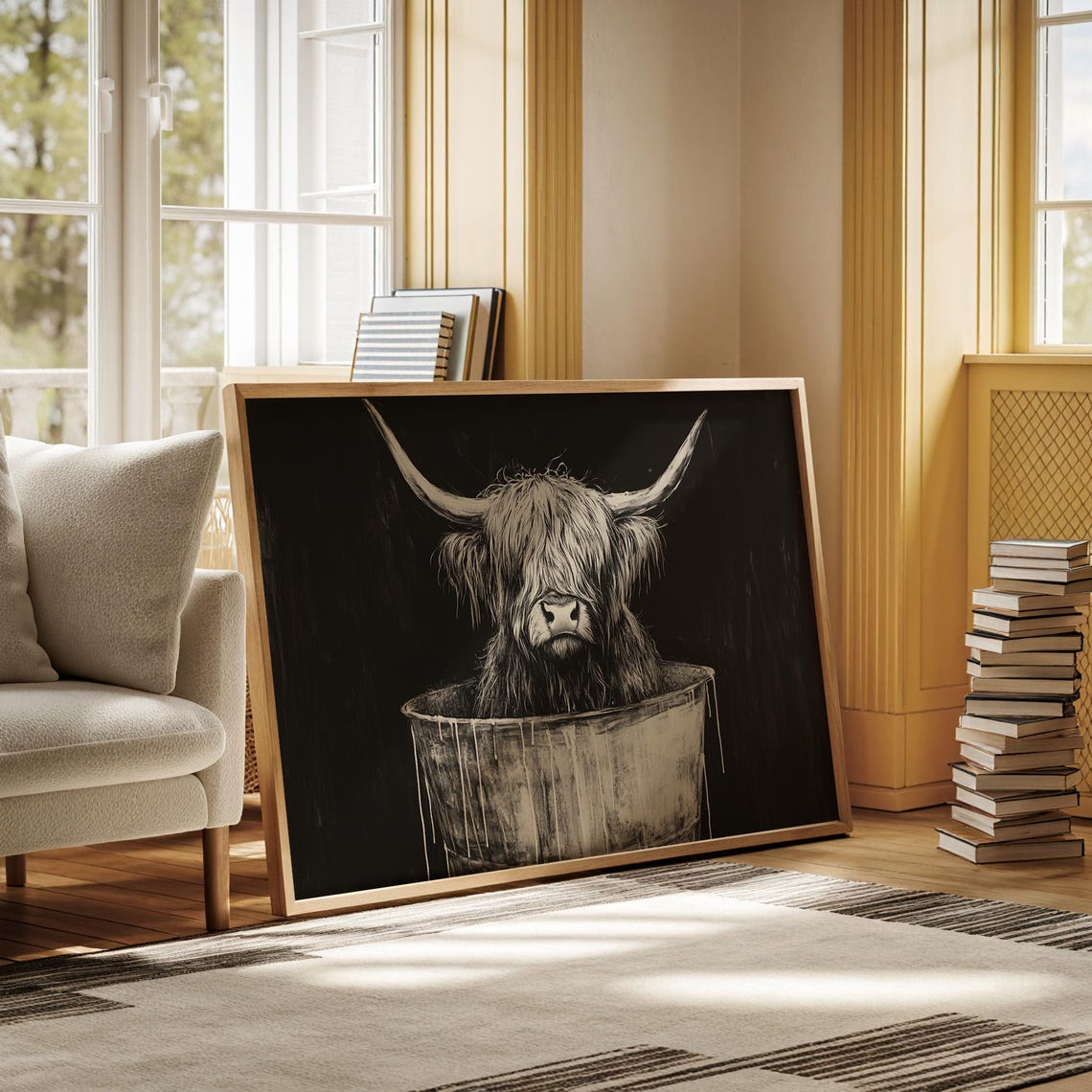 Highland Cow Black And White Art Bold Farmhouse Decor Rustic Animal Wall Art For Modern Spaces - Image 6
