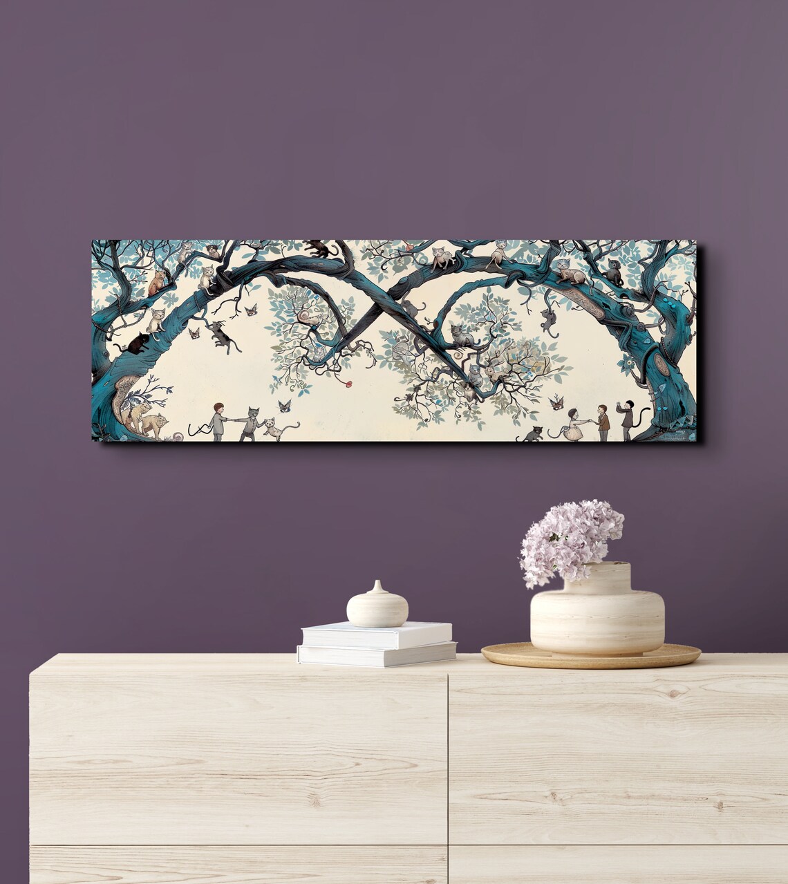 Fantasy Cat Scene, Panoramic Forest Art Print - Image 6