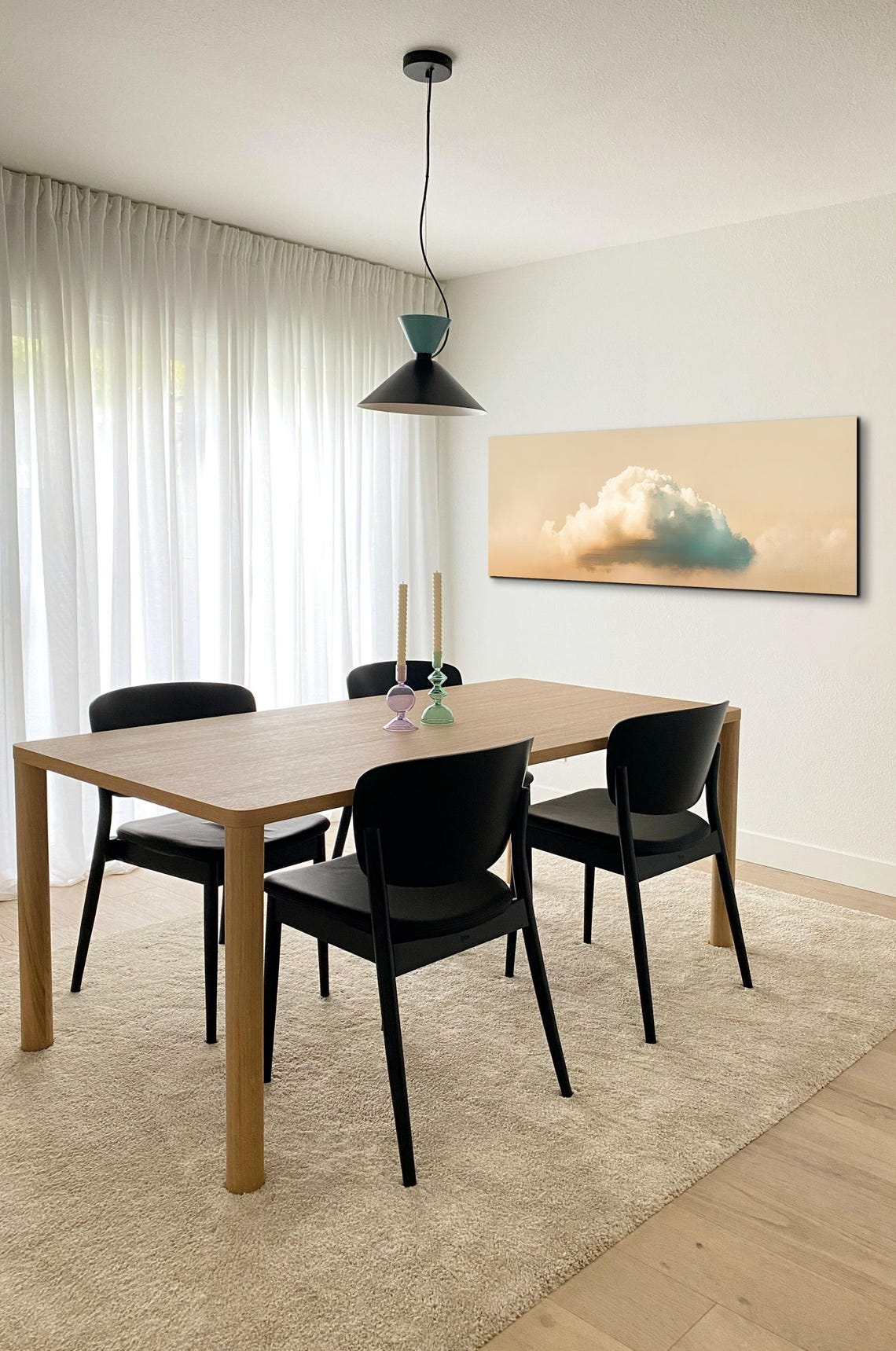 Single White Cloud on Beige Sky Minimalist Serene Cloud Art Poster - Image 7