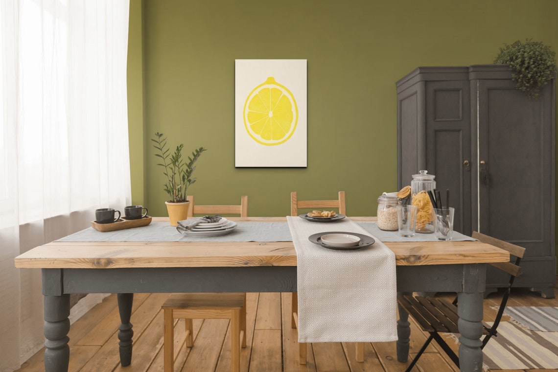Lemon Half Slice Line Drawing on a Cream Minimalist Background Poster - Image 4