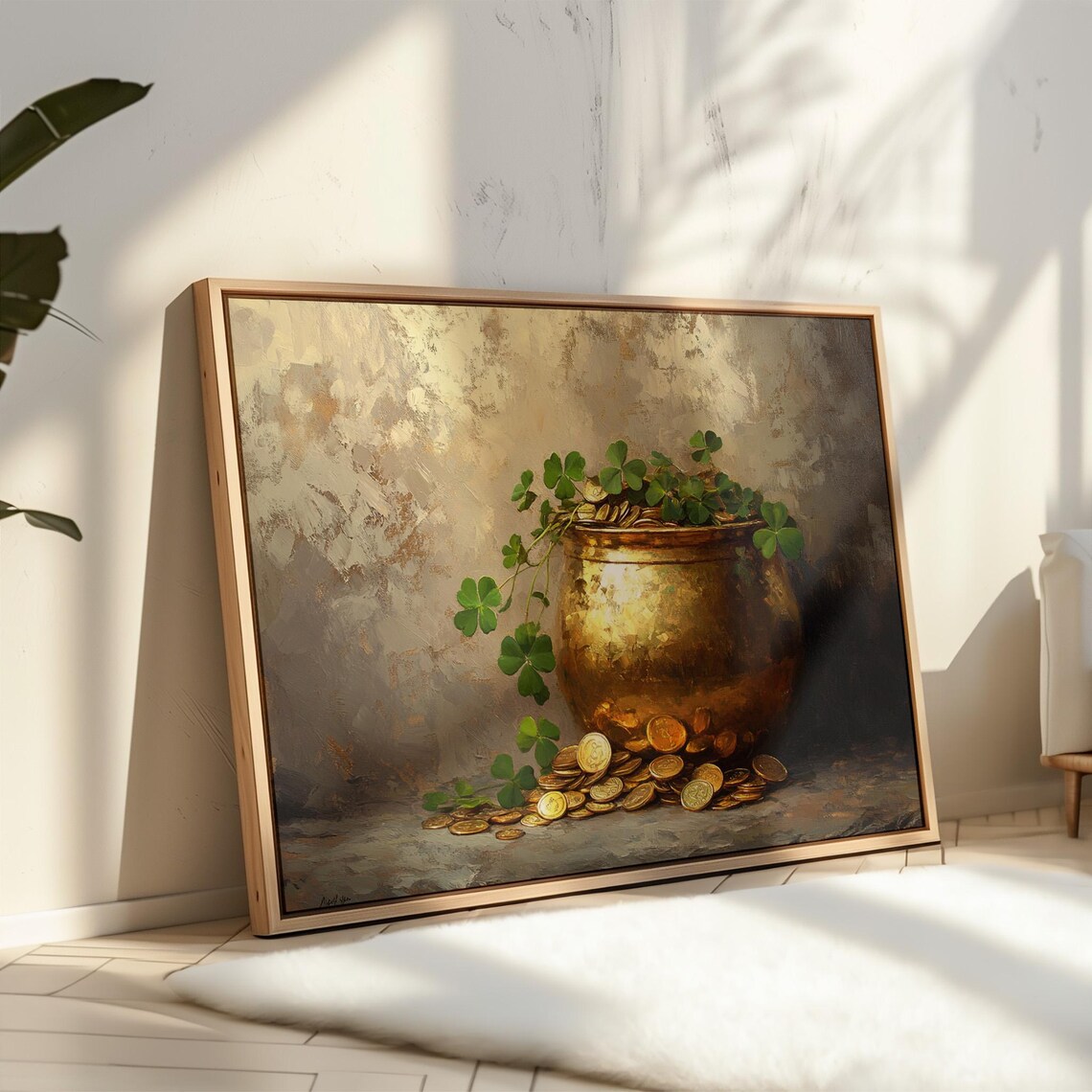 Golden Pot Of Gold And Shamrocks Art Print - Image 5