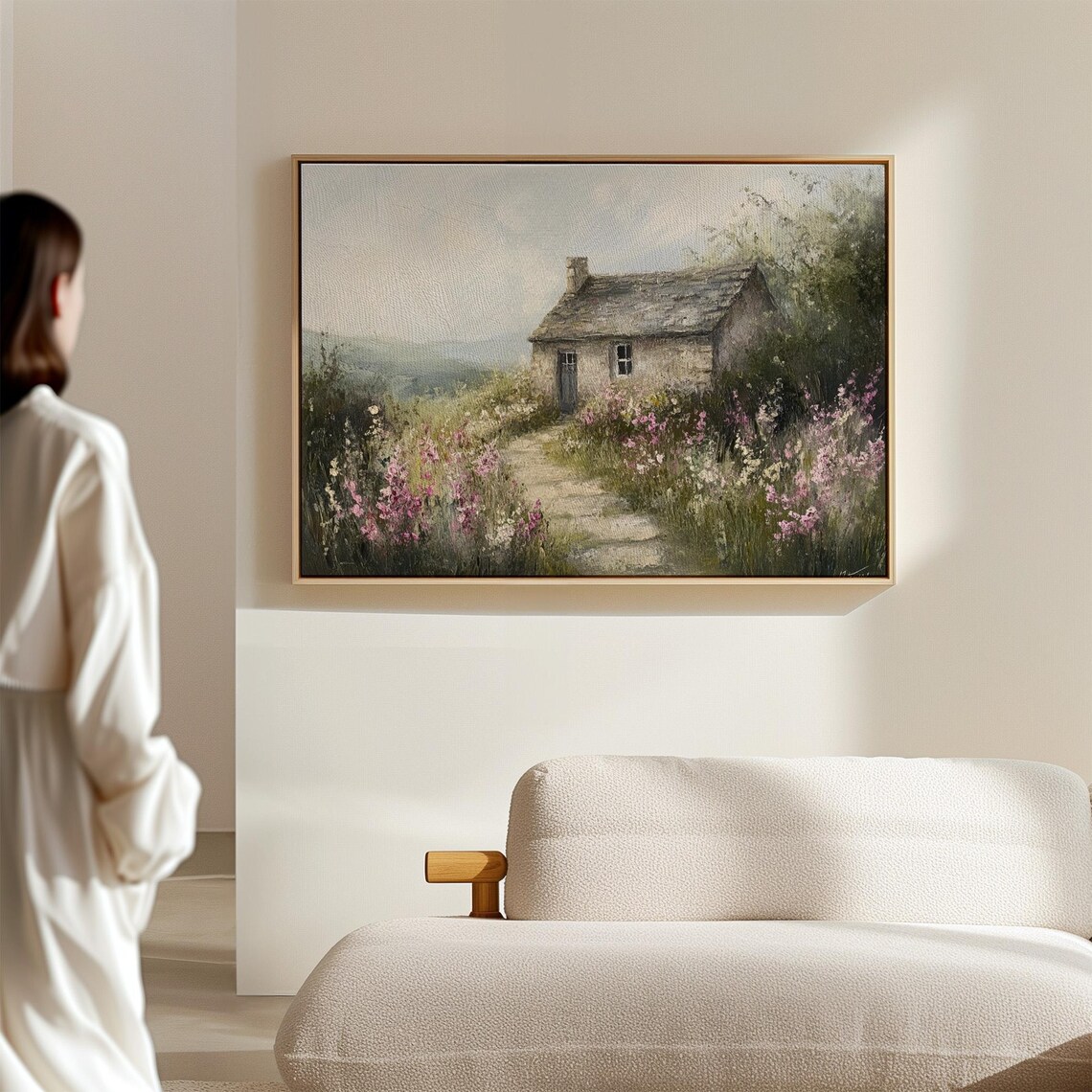 Rustic Cottage Art Print, Stone House With Wildflower Path - Image 7