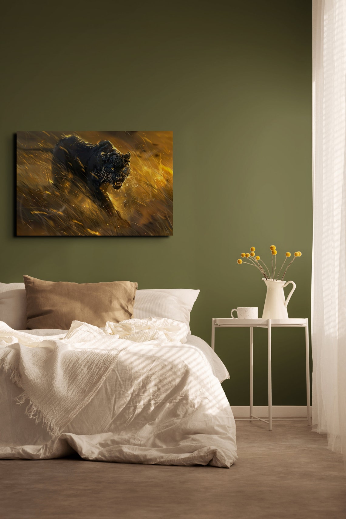 Black Panther Stalking Golden Grass Dramatic Wildlife Poster - Image 7