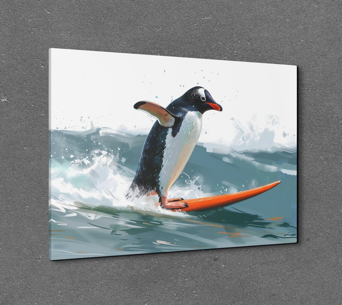 Surfing Penguin Retro Surf Beach Kids Decor - Image 7
