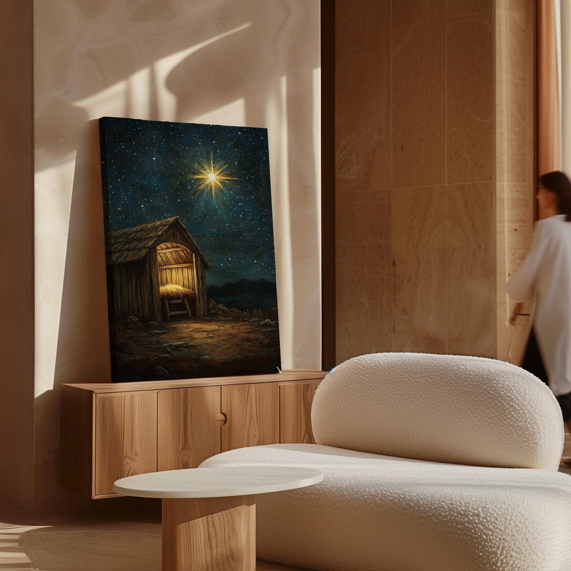 Rustic Nativity Scene With Star Of Bethlehem Glowing Manger Poster - Image 7