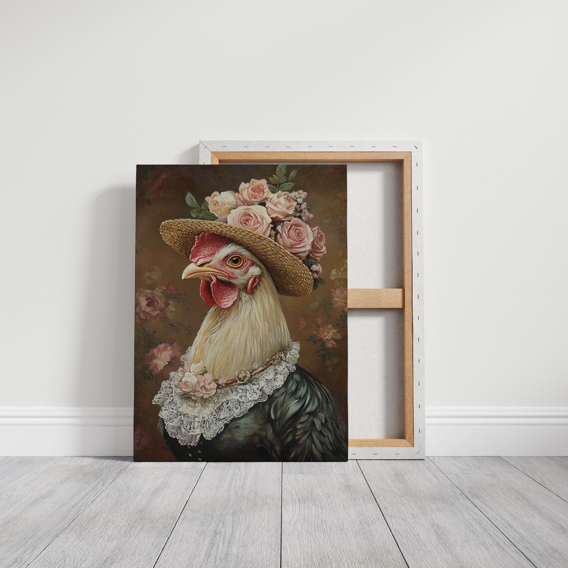 Whimsical Chicken in Floral Hat, Farmhouse Art Print - Image 5