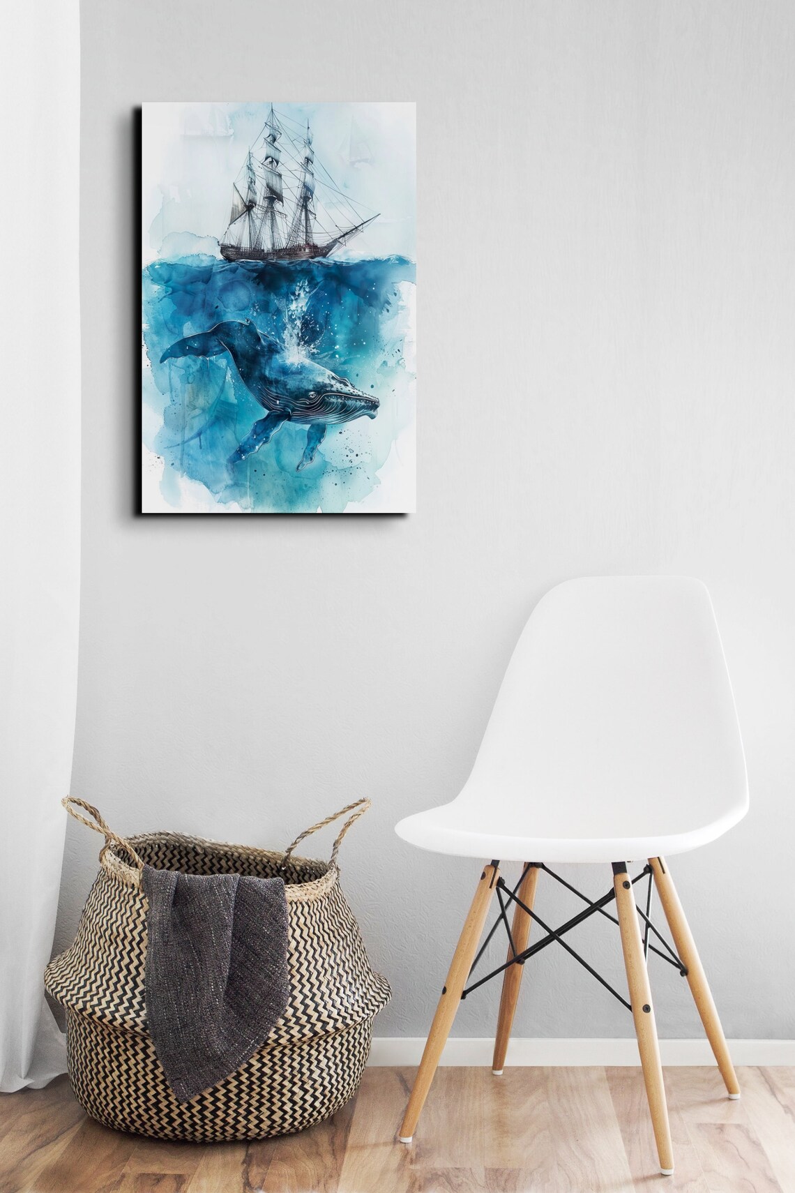 Whale Pirate Ship Watercolor Nursery Wall Art Print - Image 7