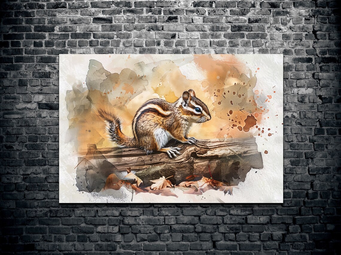 Watercolor Chipmunk Wildlife Illustration Cozy Nature Poster - Image 2
