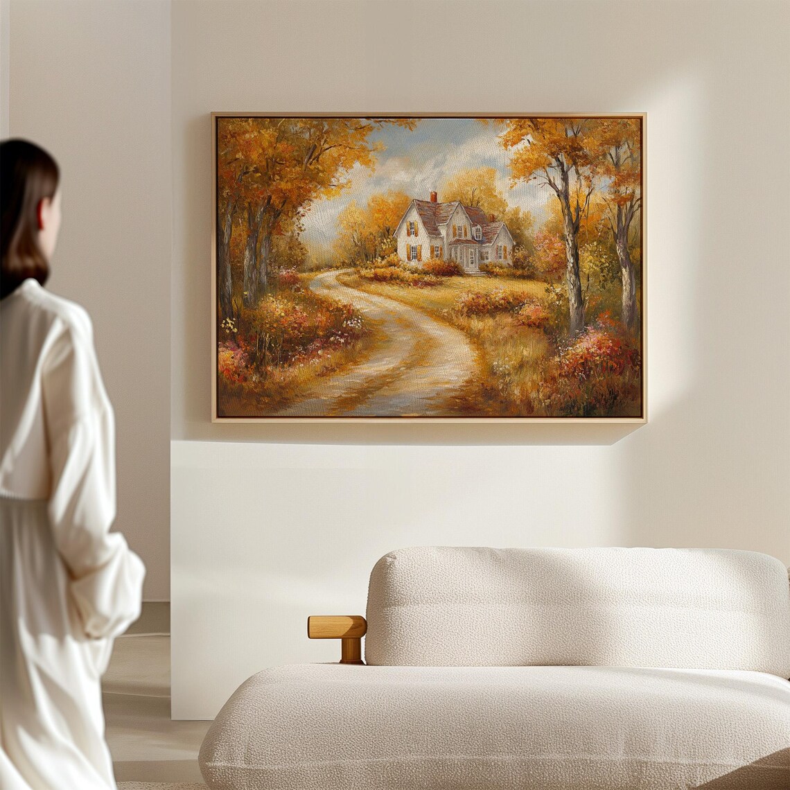 Charming Country Cottage in Autumn Golden Fall Landscape with Winding Road Poster - Image 7
