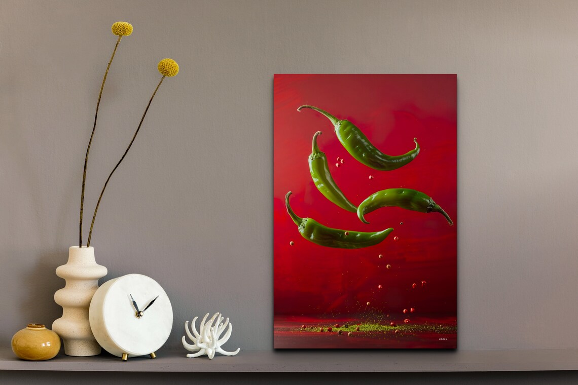 Red And Green Chili Peppers Kitchen Food Art - Image 6