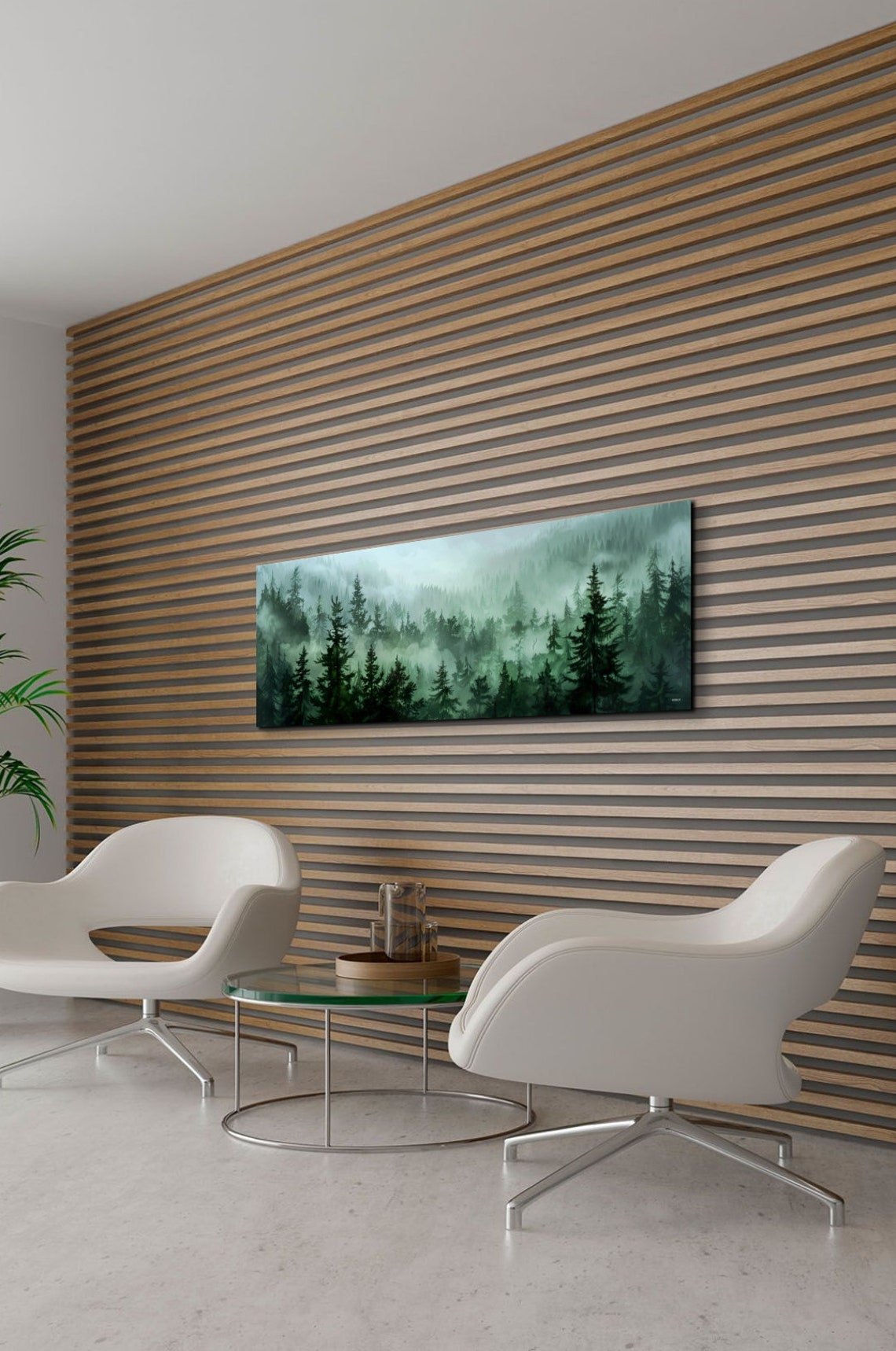 Layered Fog Drifting Through a Green Evergreen Forest Poster - Image 7