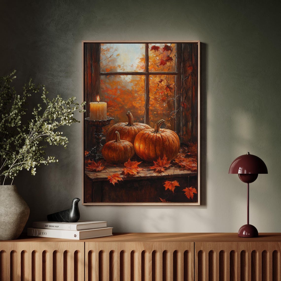 Autumn Harvest Pumpkins With Candlelight Cozy Window Scene Poster - Image 7