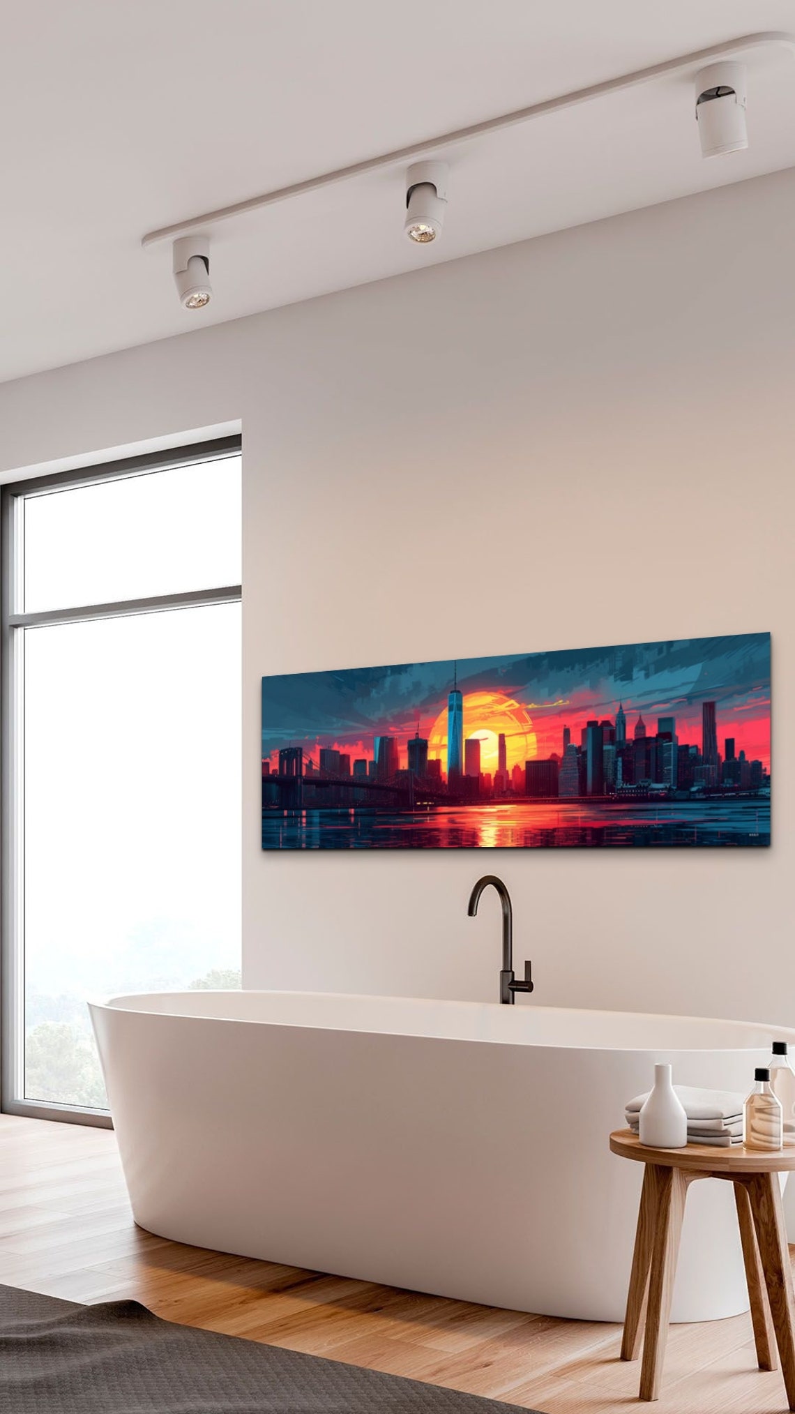 New York City Skyline Sunset Colorful Pop Art Style Wall Art - Image 7