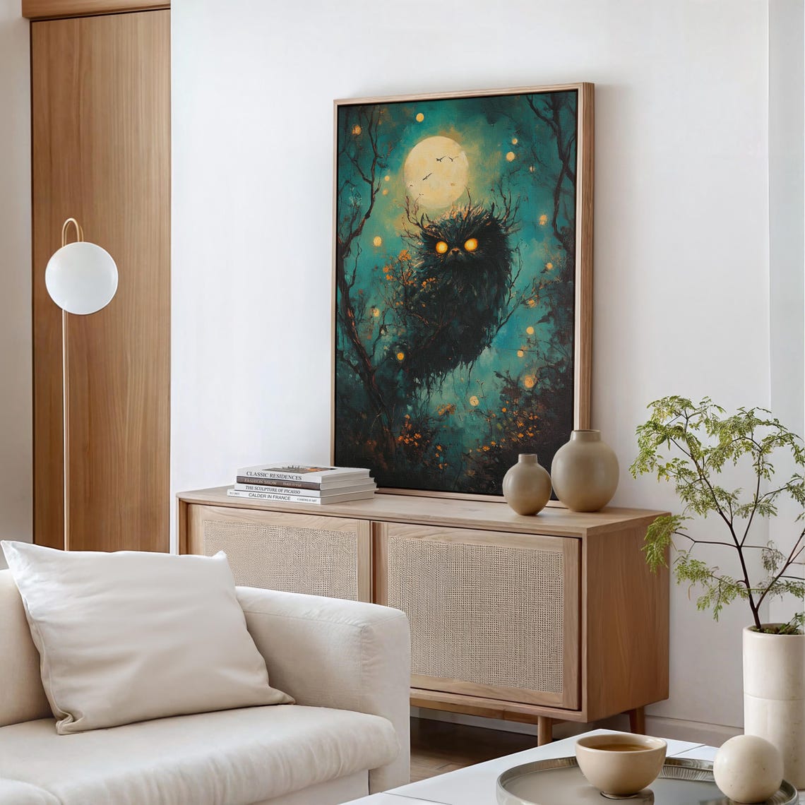 Spooky Moonlit Forest Owl Mystical Night Glowing Eyes Halloween Poster - Image 6
