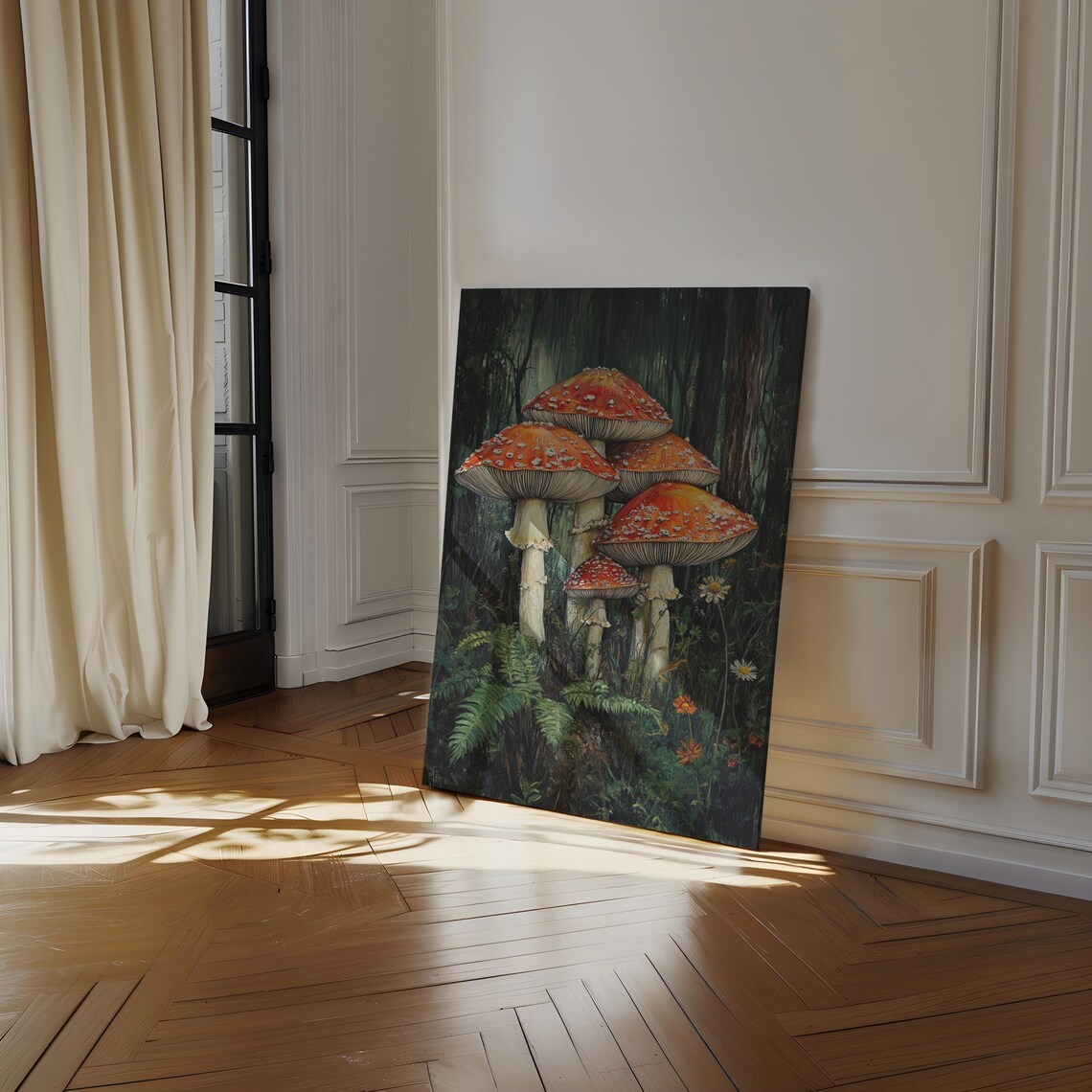 Amanita Mushrooms, Mystical Forest Nature Art - Image 4