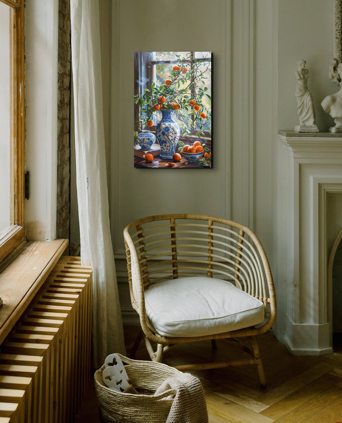 Orange Branches In Blue White Porcelain Vase Still Life Poster - Image 5