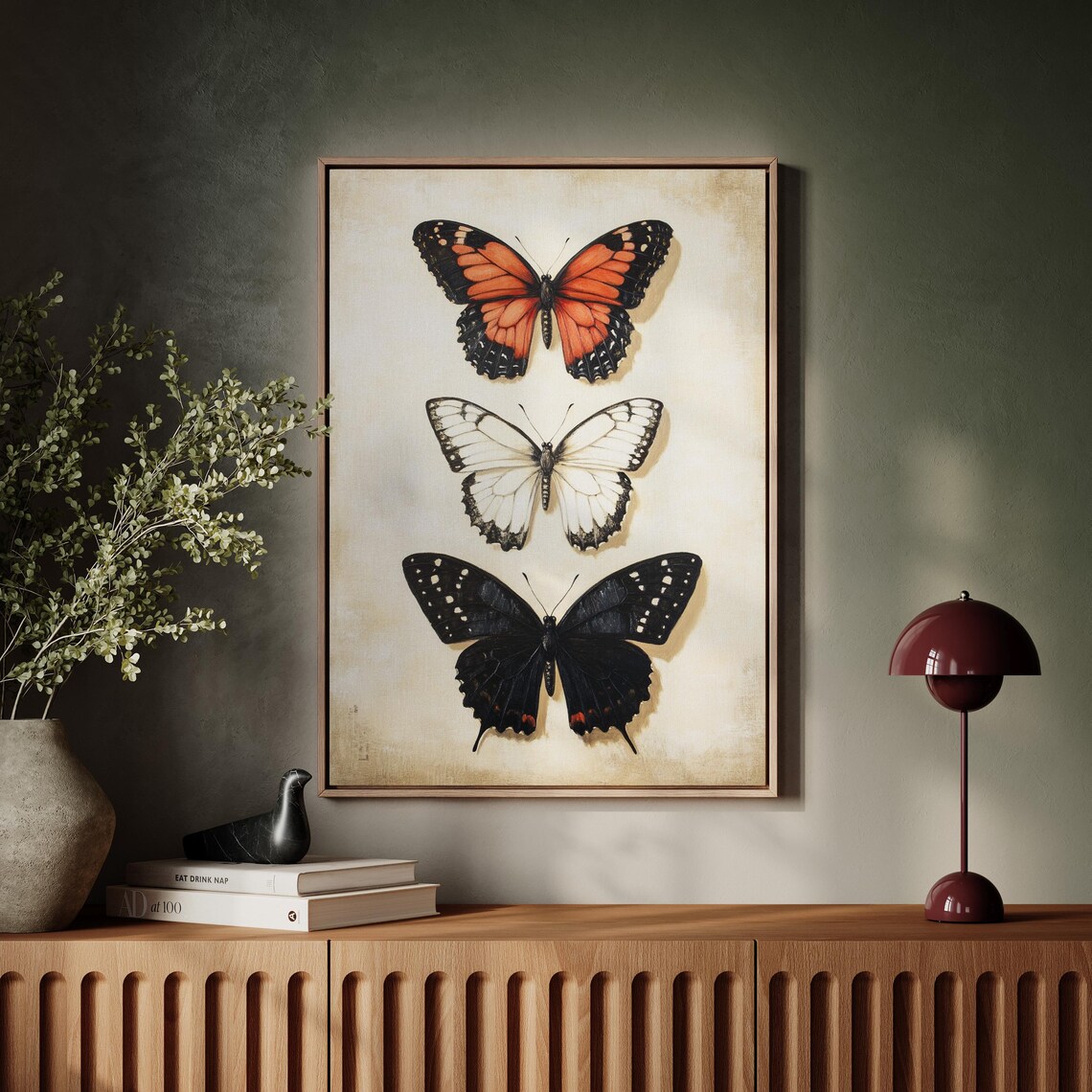 Orange White Black Butterfly Trio Vintage Entomology Study Art Poster - Image 4