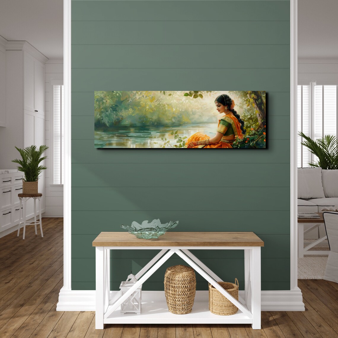 Indian Woman By The River Bank, Wall Art Print - Image 7