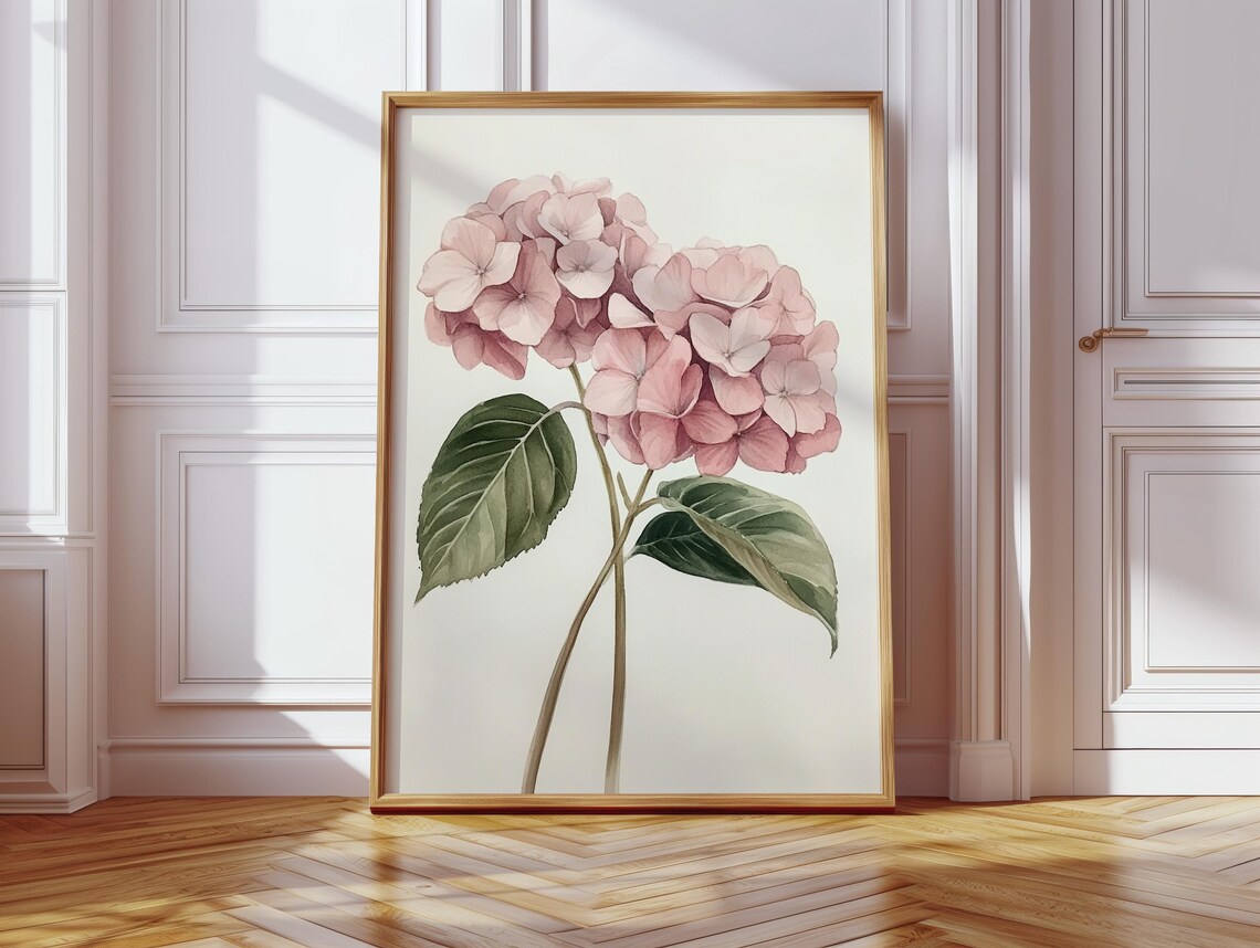 Pink Hydrangea Watercolor Art Print, Floral Decor - Image 3