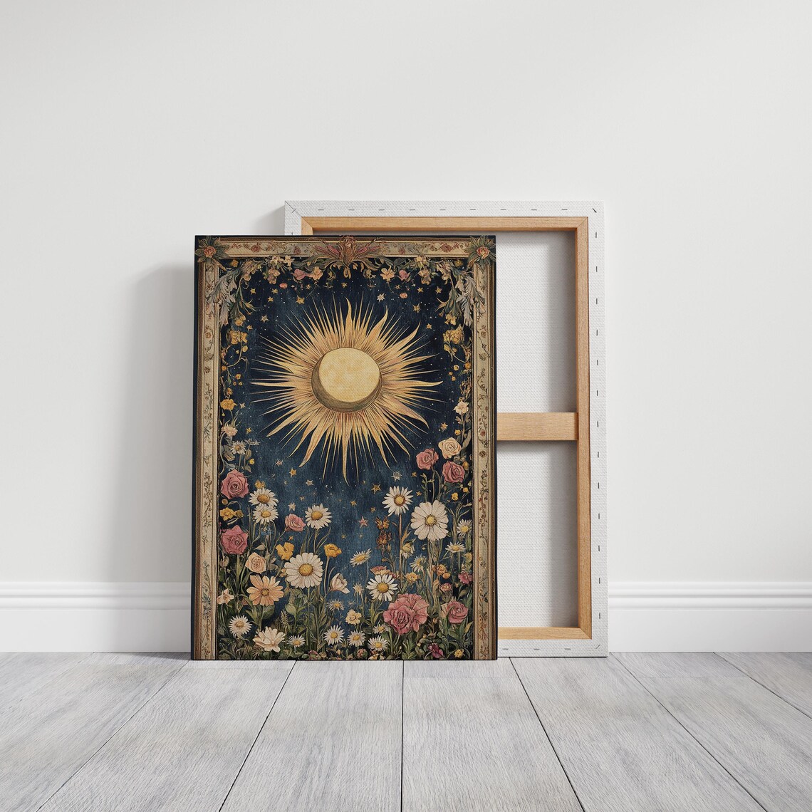 Vintage Celestial Sun and Floral Boho Art Print - Image 5