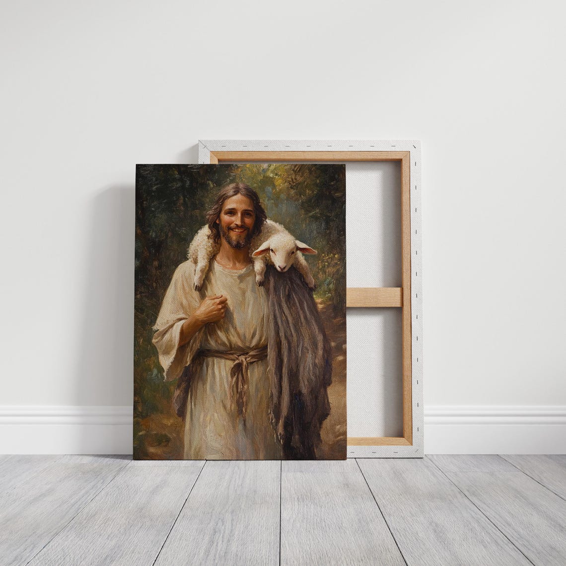 Joyful Jesus The Good Shepherd Smiling With Lamb Christian Poster - Image 6