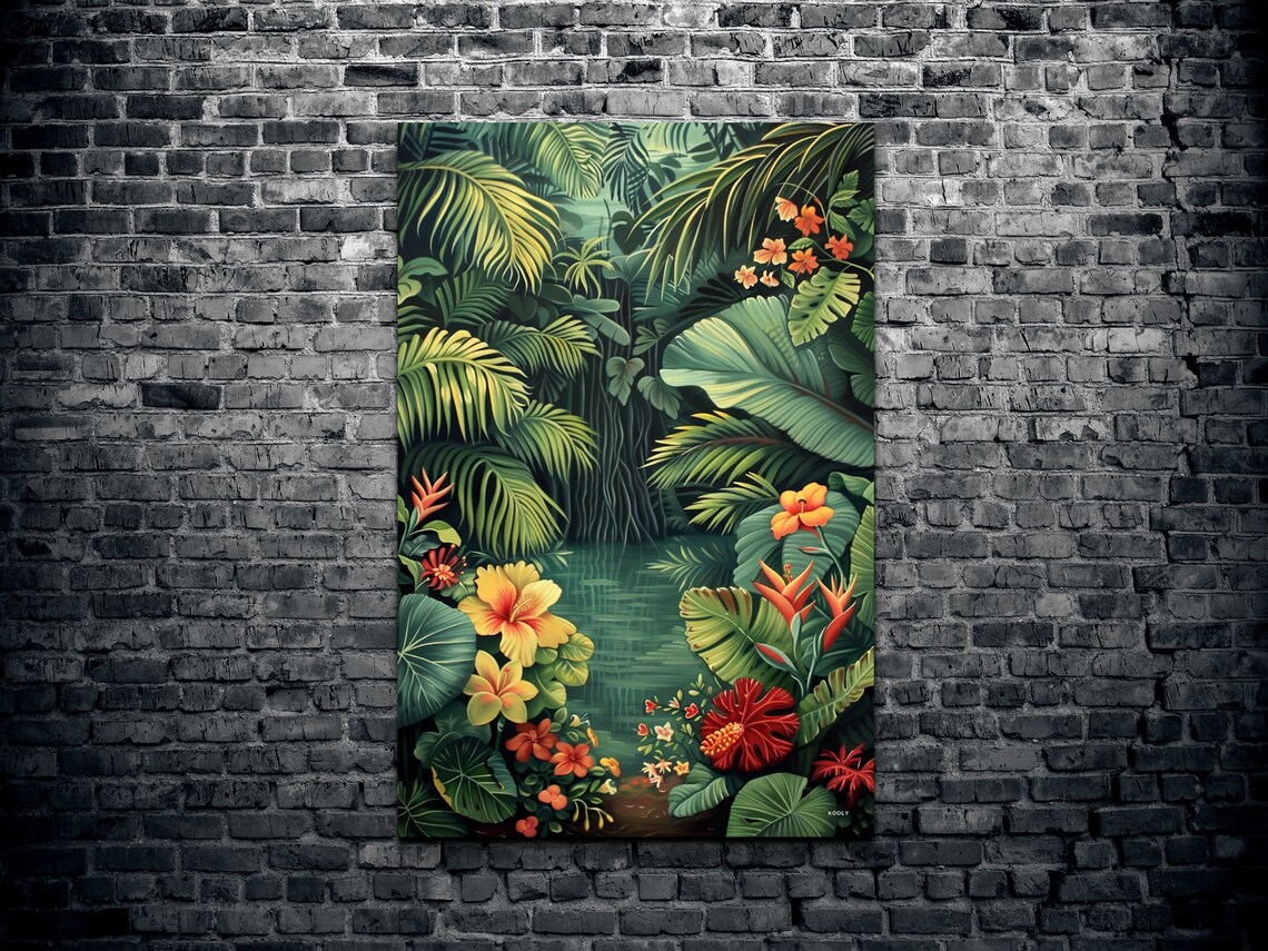 Tropical Jungle Wall Art, Colorful Foliage Abstract - Image 2