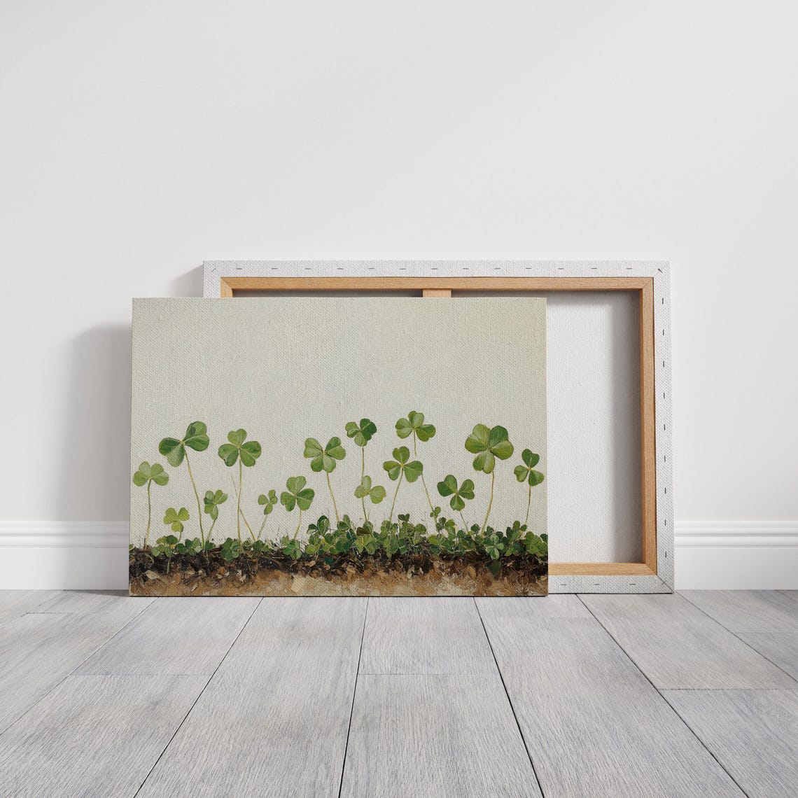 Fresh Green Clover Sprouts Minimalist Botanical Floral Scene Poster - Image 5