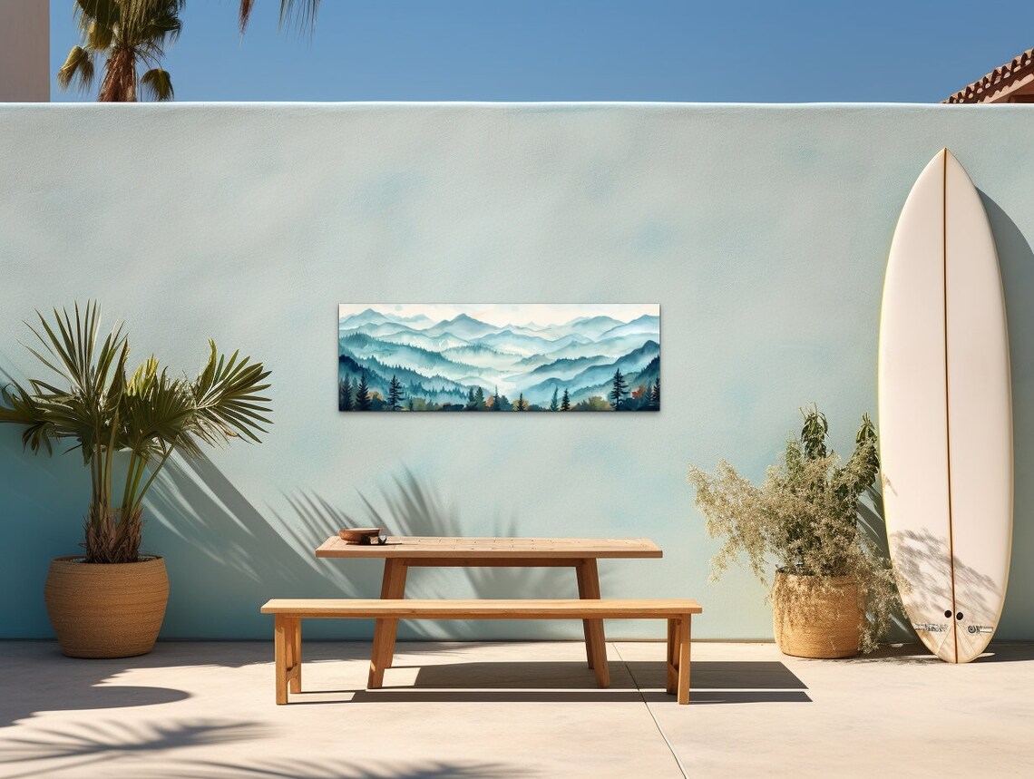 Appalachian Mountain Range Mid Century Modern Panoramic Scenery Wall Art - Image 4