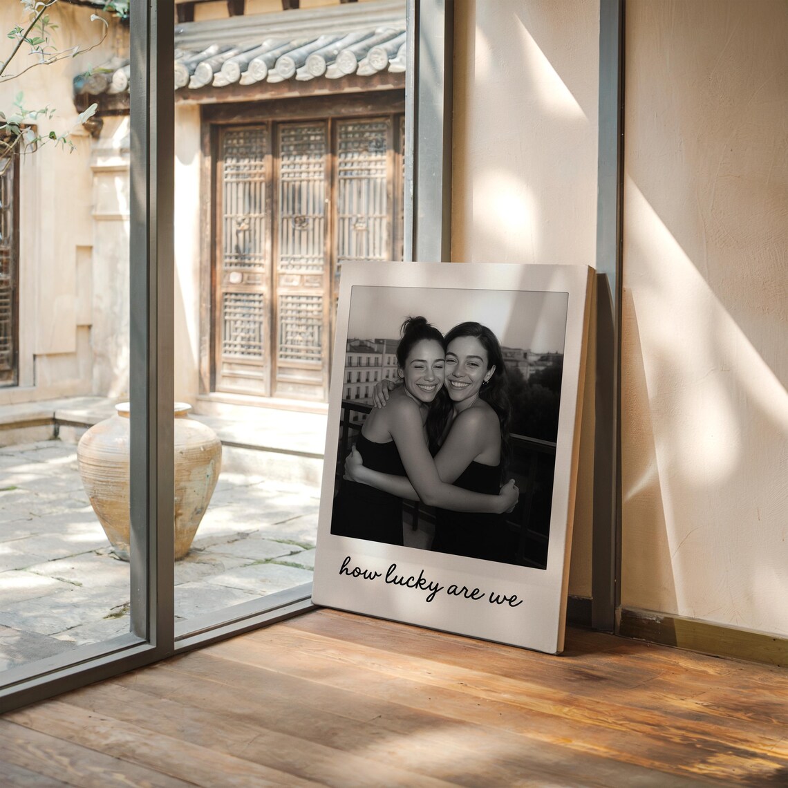 How Lucky Are We Black And White Friendship Photo Quote Poster