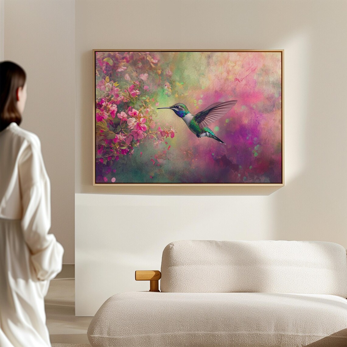 Vibrant Hummingbird Pink Blossoms Colorful Nature Beauty Bird Poster - Image 6