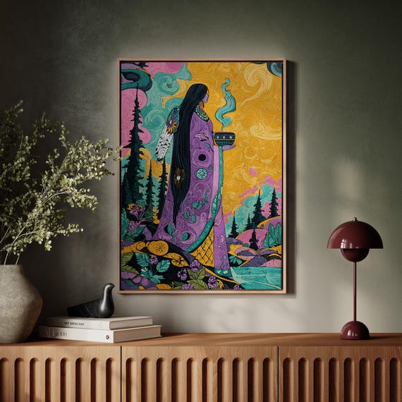 Native Woman With Smudge Bowl Wall Art Print