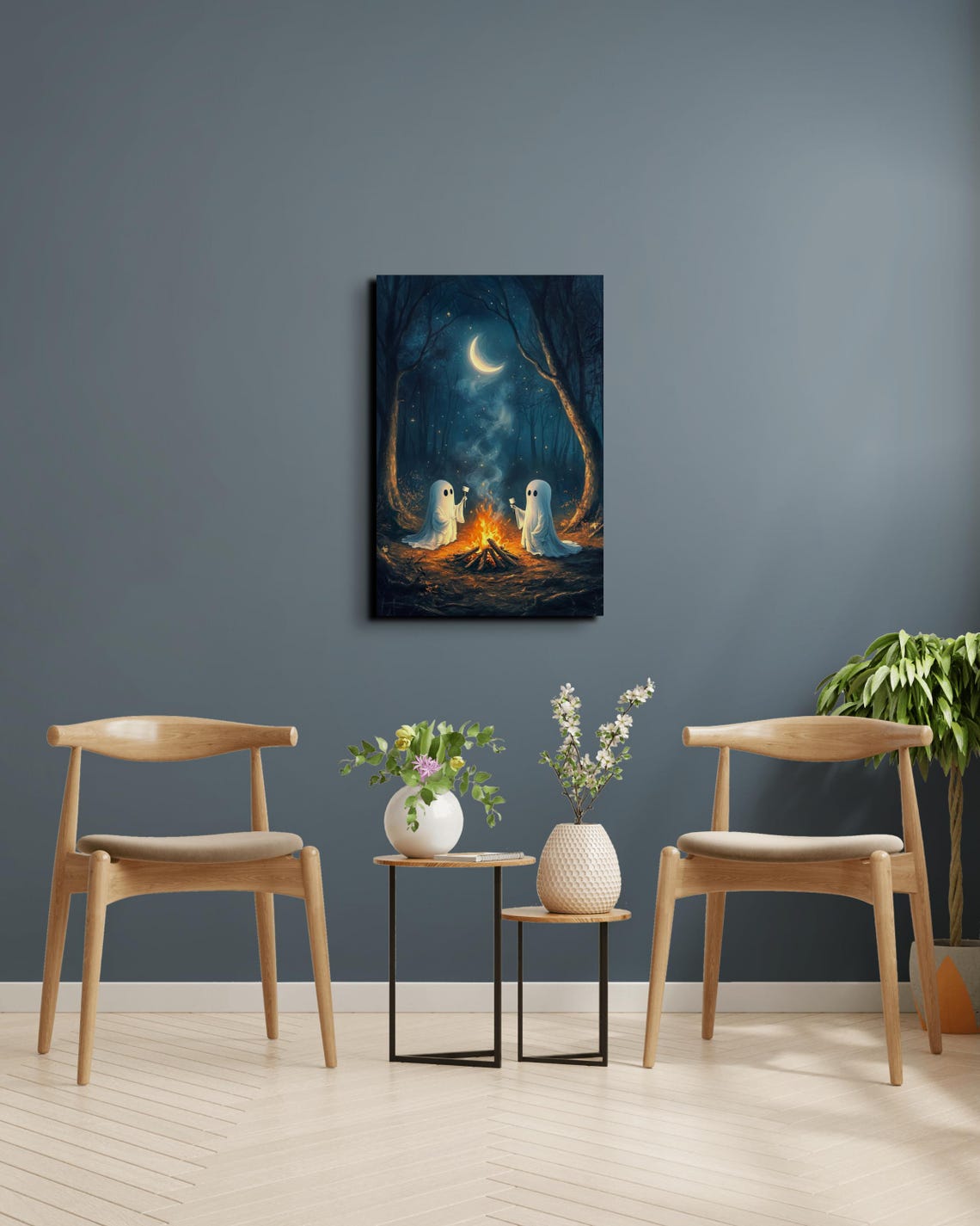 The Original Victorian Cute Ghosts Roasting Marshmellows Ready To Hang Wall Art Print Halloween Wall Art Spooky Season Art - Image 6