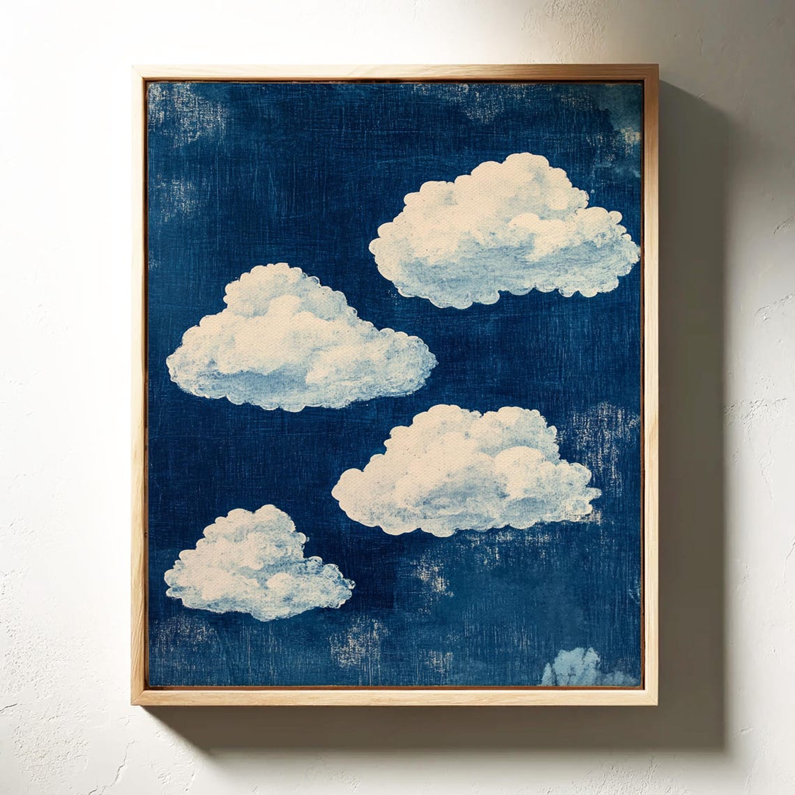 Indigo Blue Sky With White Clouds Vintage Cloudscape Scene Poster - Image 4