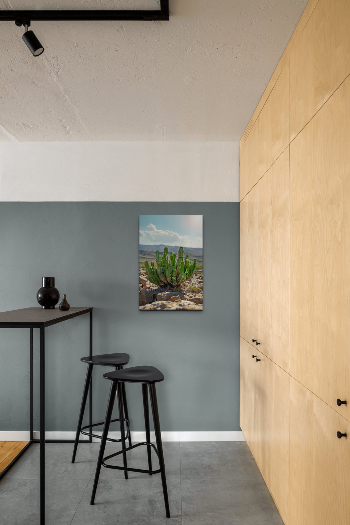 Desert Cactus Cluster With Mountain View Southwest Art Poster - Image 4