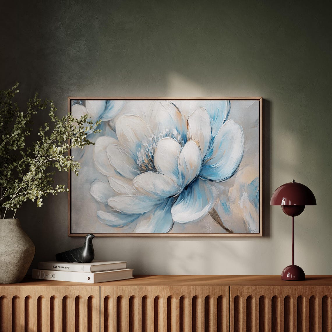 Blue And White Floral Textured Wall Art - Image 4