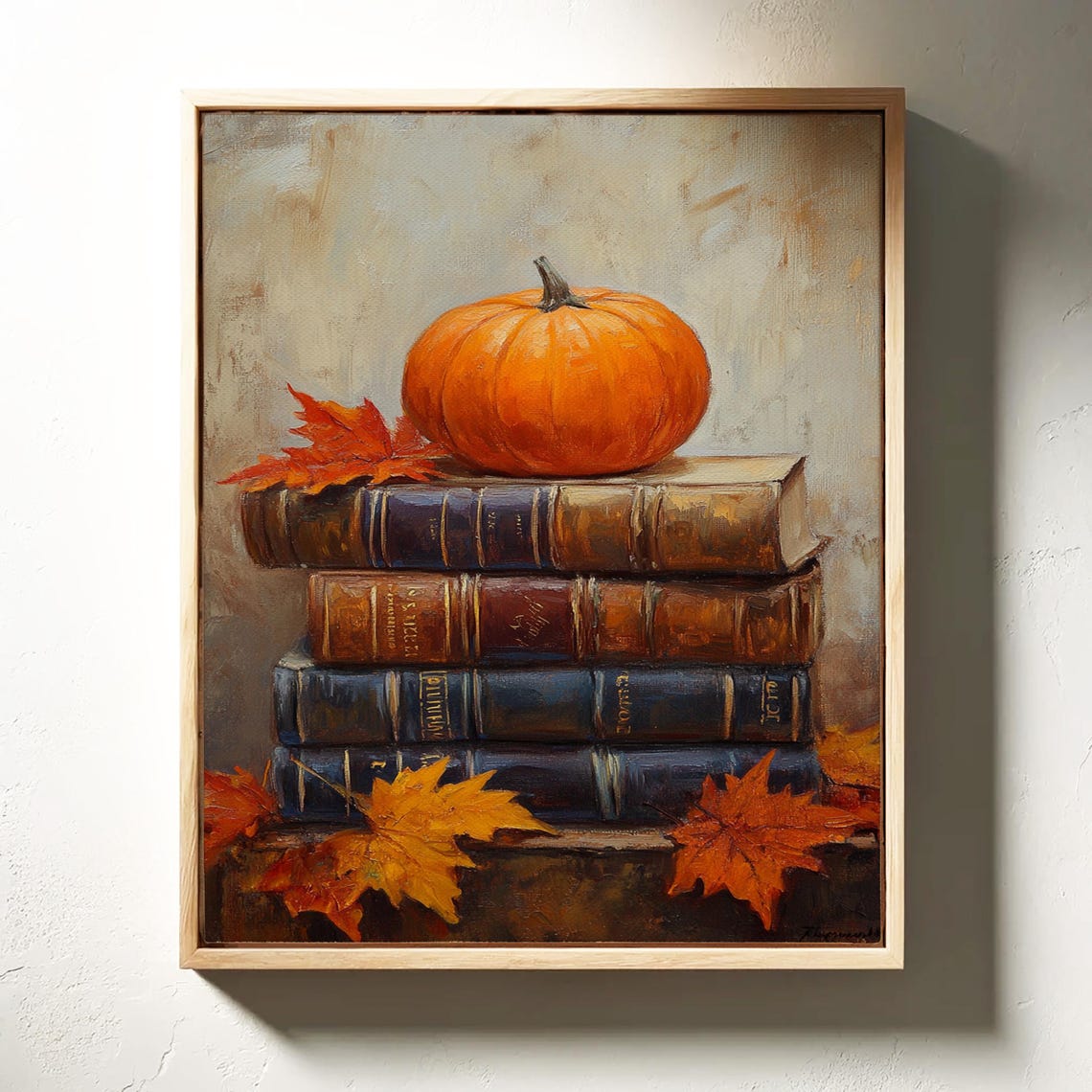 Orange Pumpkin On Stack Of Vintage Books Fall Reading Poster - Image 3