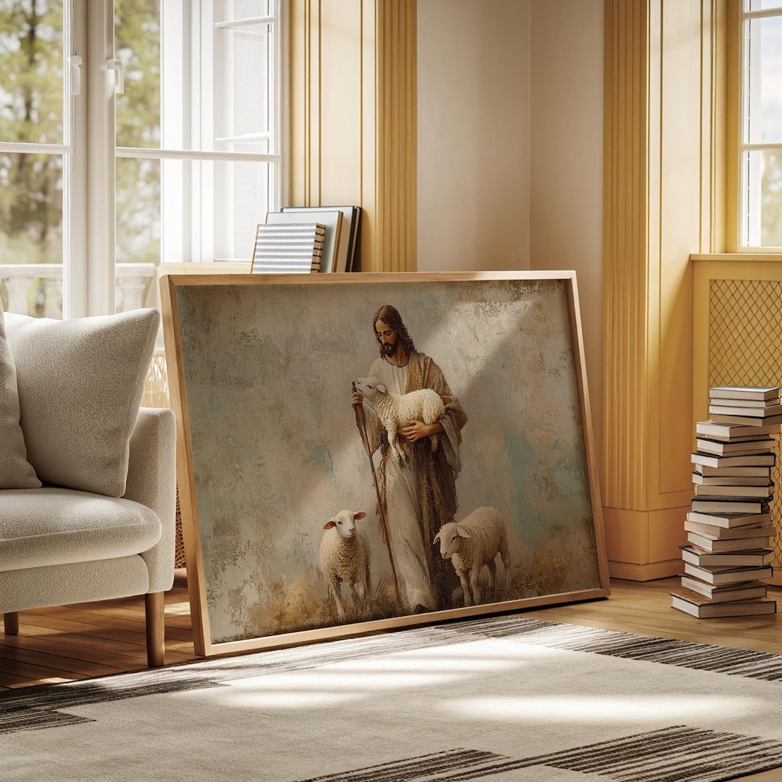 Jesus Holding A Lamb Christian Religious Art Print - Image 5