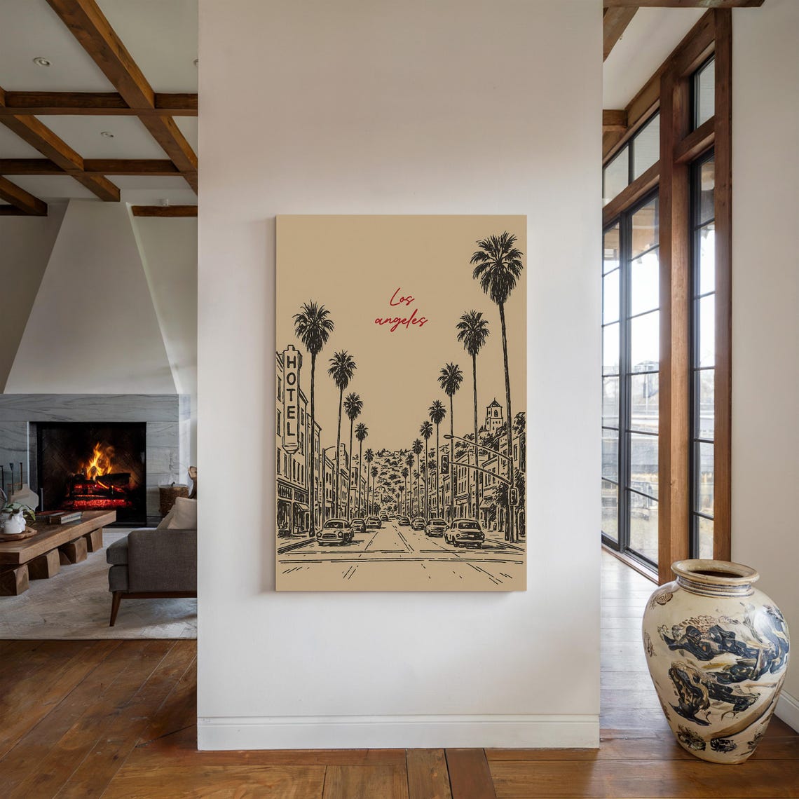 Los Angeles Street Scene, Vintage Line Drawing Print - Image 5