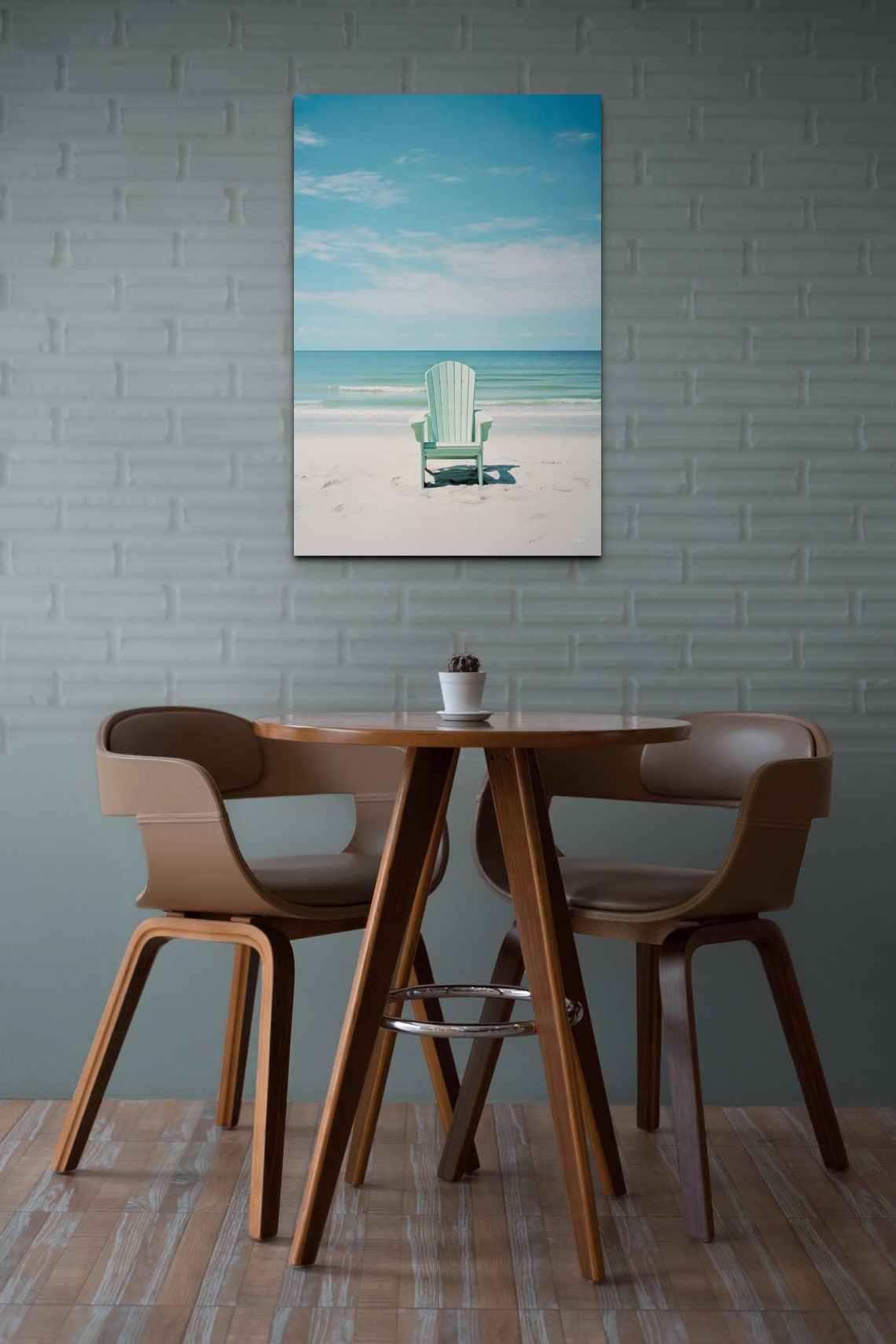 White Adirondack Chair on a Quiet Beach by the Turquoise Sea Poster - Image 5