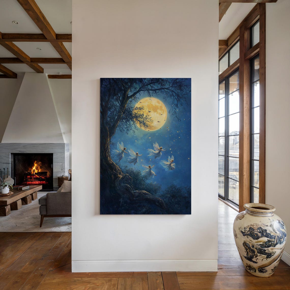 Fairies Dancing in Moonlight Around Ancient Tree and Moon Poster - Image 3