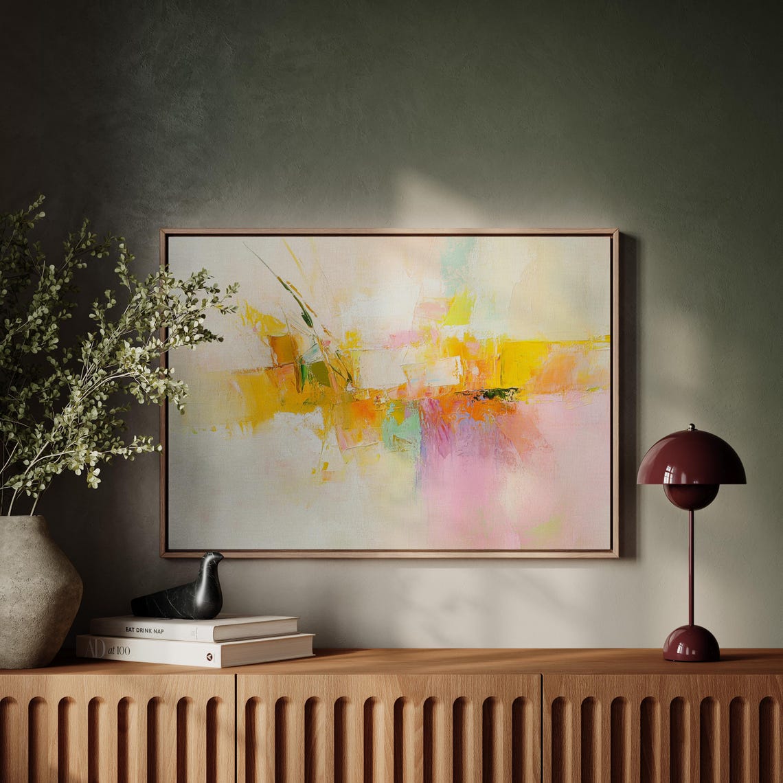 Yellow Pink Orange Pastel Abstract Soft Blend Modern Art Poster - Image 4