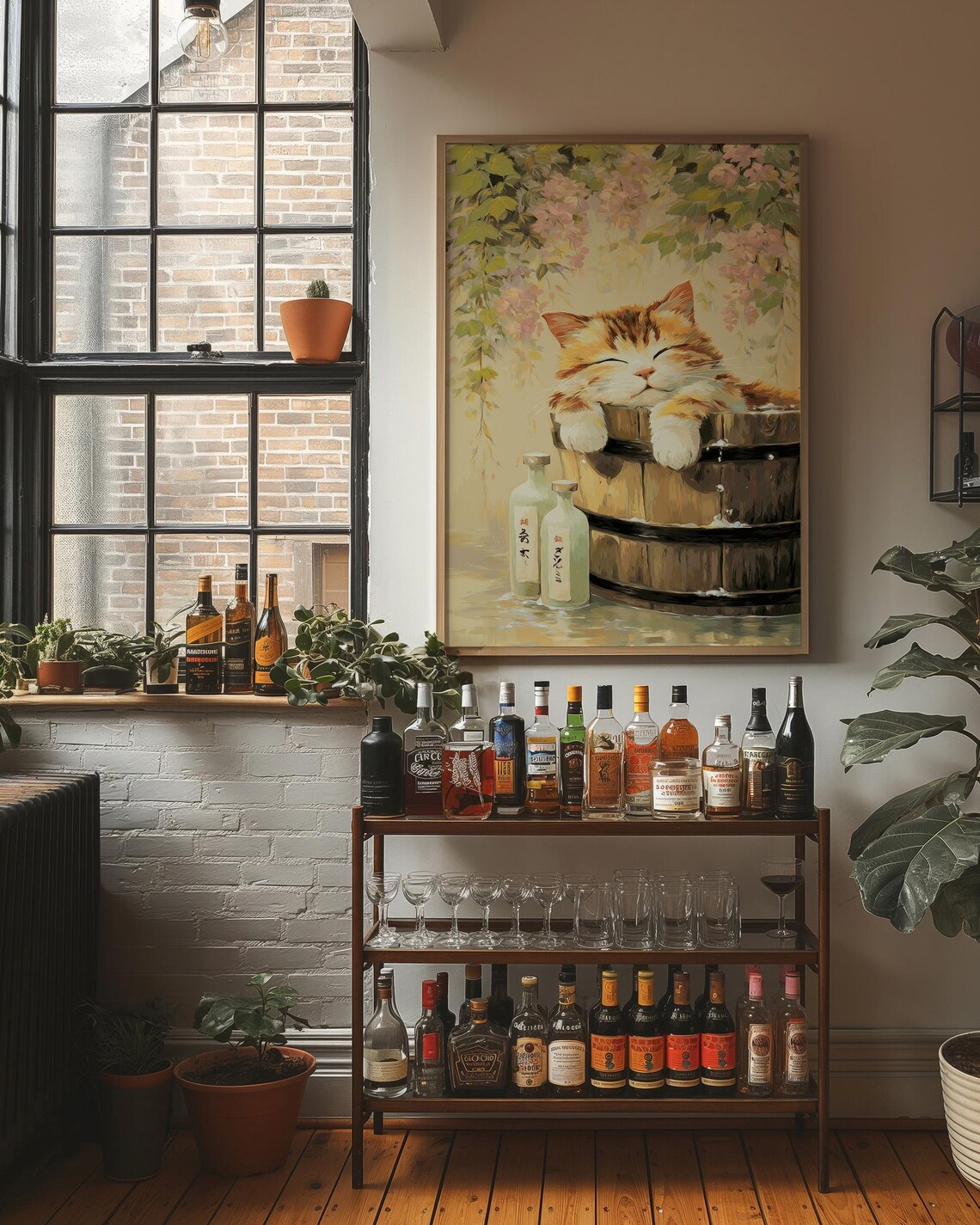 Soaking Cat In A Peaceful Bath, Wall Art Print