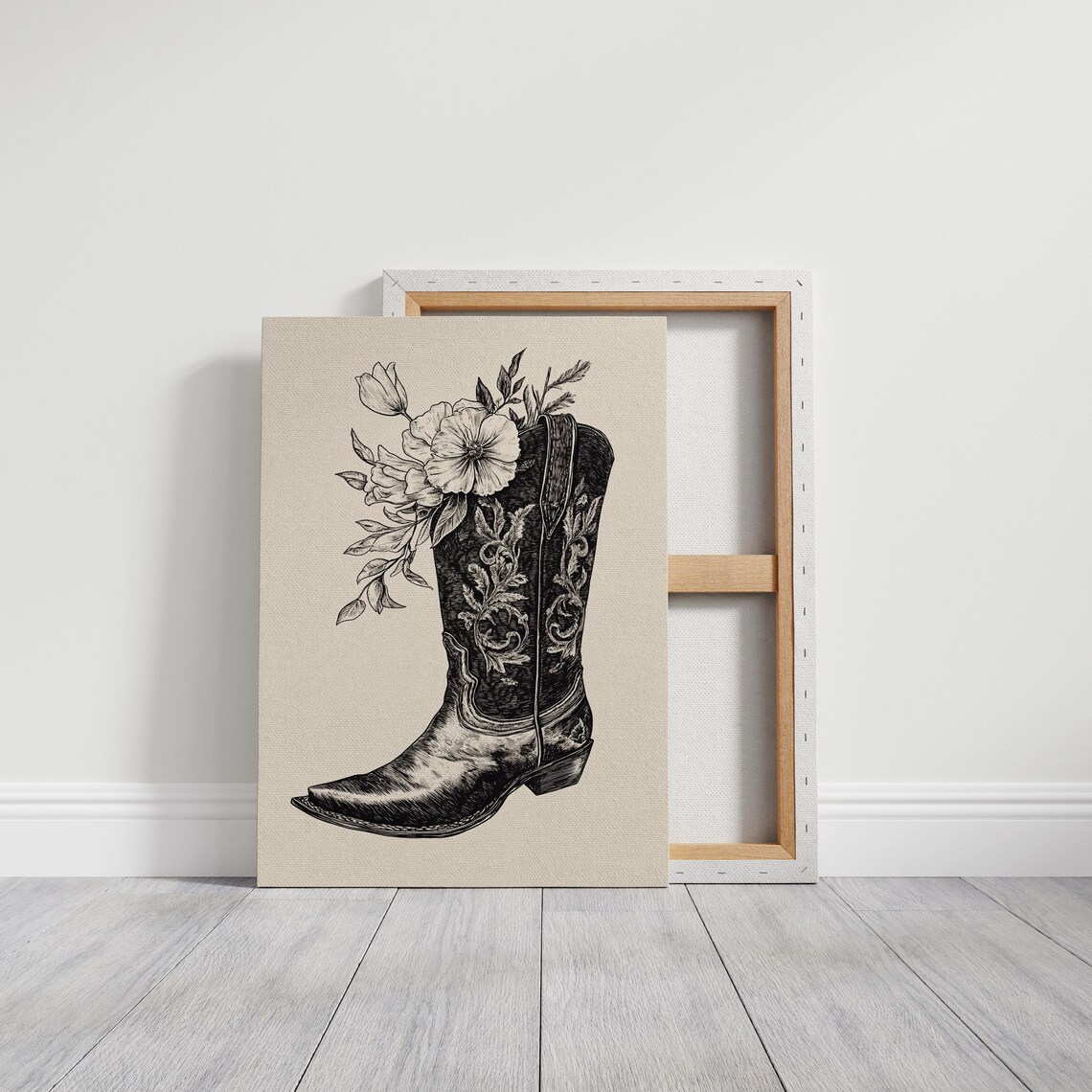 Floral Cowboy Boot Vintage Western Wall Art Print - Image 2