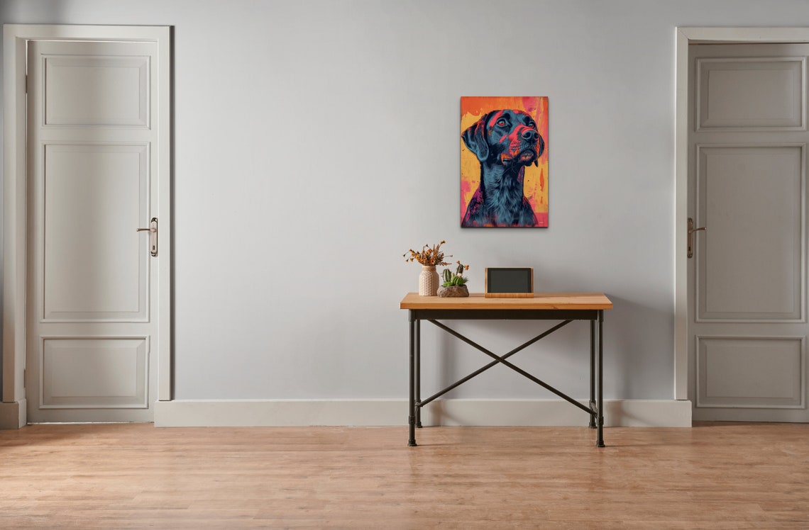 Black Labrador Retriever Portrait on a Fiery Orange Background Poster - Image 5