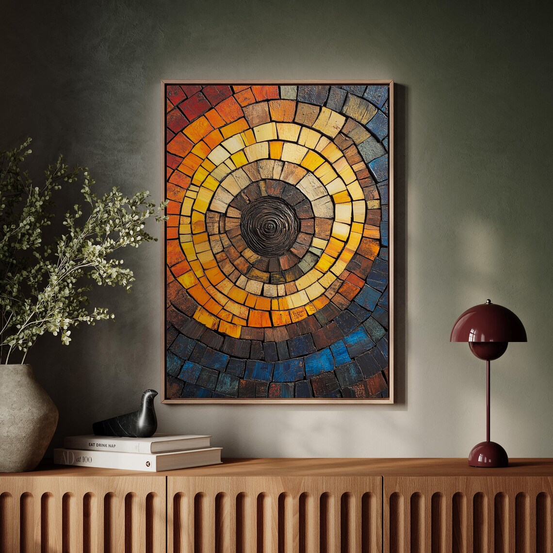 Mosaic Tree Ring Art, Rustic Natural Wall Print - Image 7