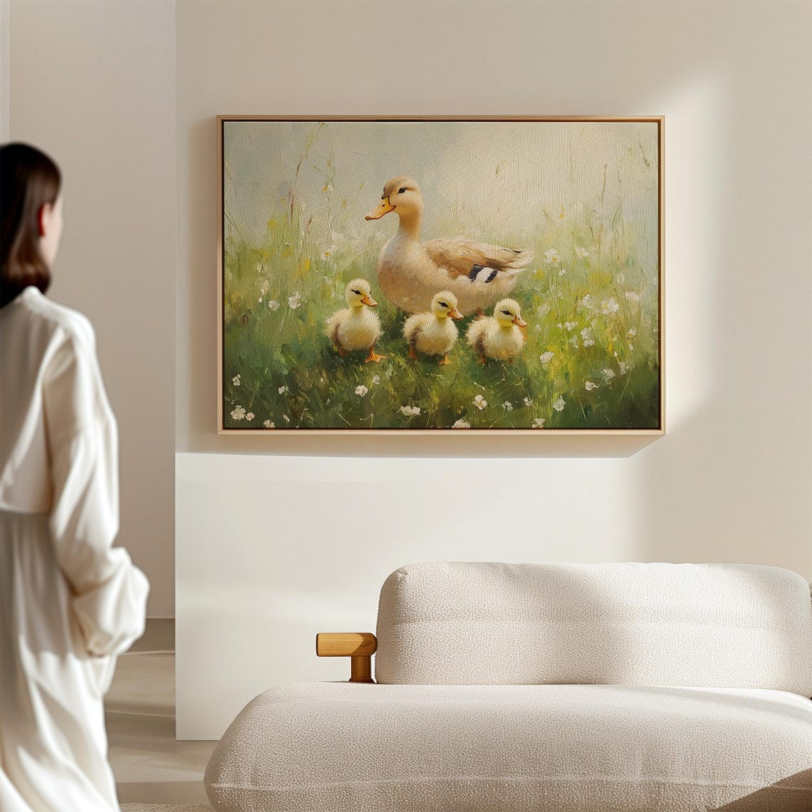 Mother Duck With Three Ducklings Daisy Meadow Rustic Wall Art - Image 7