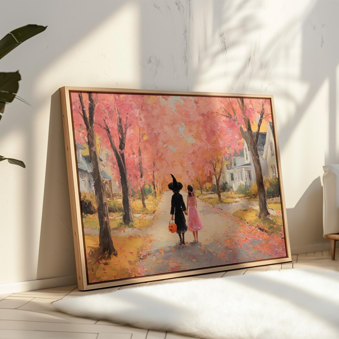 Trick Or Treat Children Autumn Street Vintage Halloween Poster