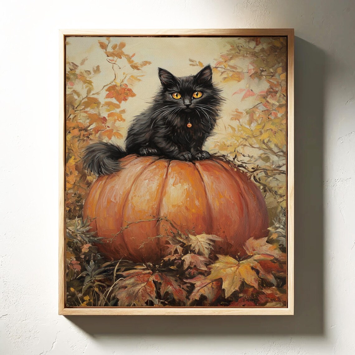 Black Cat on Pumpkin, Autumn Harvest Decor - Image 4